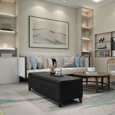 Banc ottoman de rangement en cuir reconstitué Adeco 50