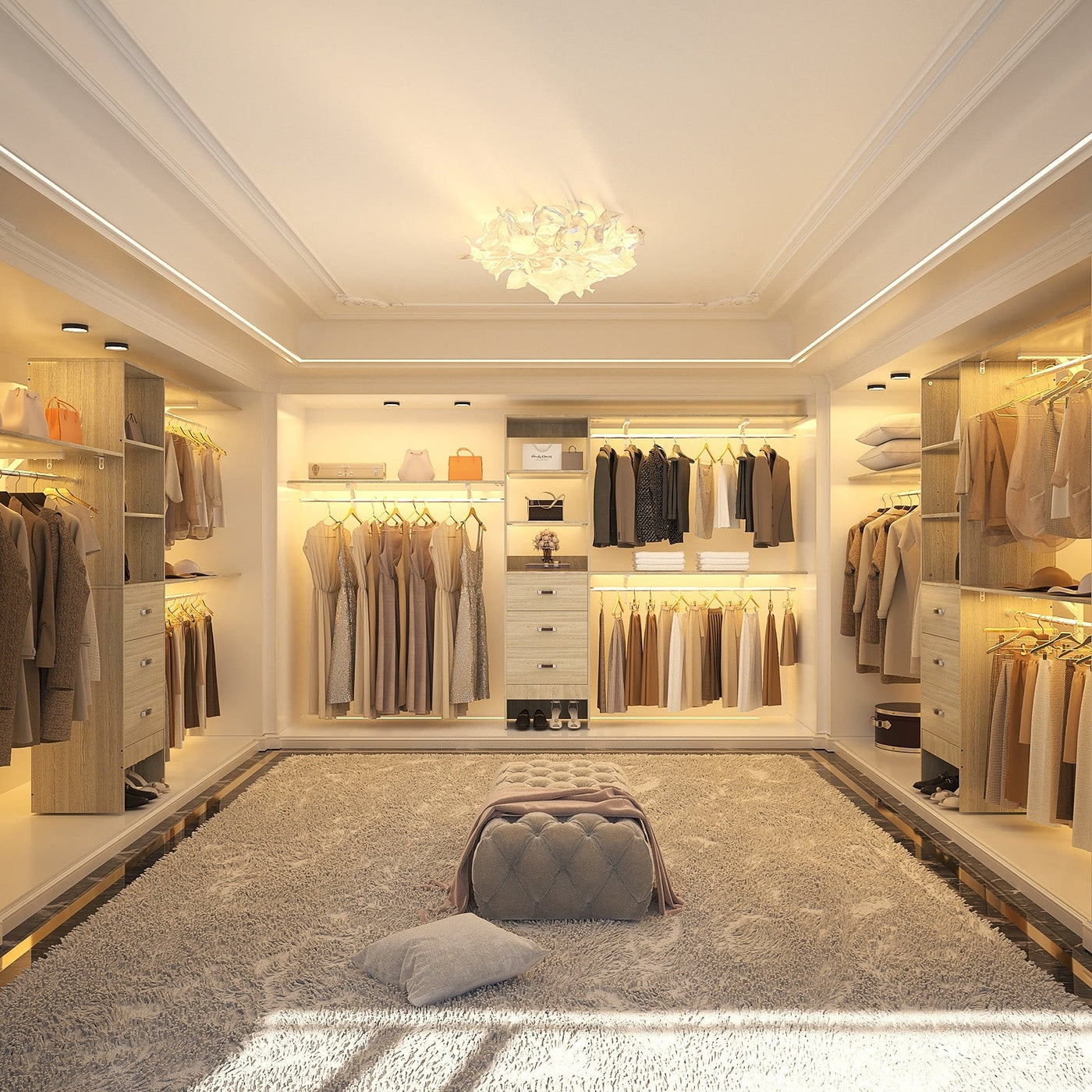 Rackcog Organiseur de placard réglable de 120 pouces avec tiroirs, système de placard avec étagères de bricolage pour placards et dressings