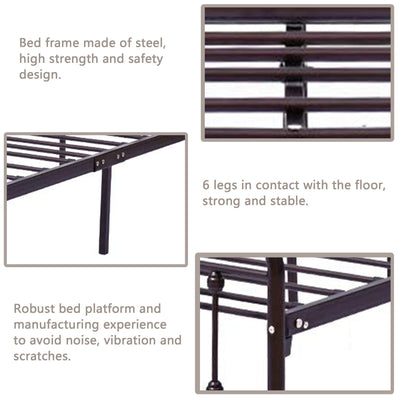 Cadre de lit plateforme en métal vintage simple Alazyhome, montage facile