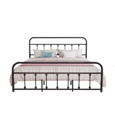 Cadre de lit plateforme en métal vintage simple Alazyhome, montage facile