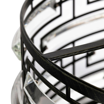 Lustre à abat-jour tambour Anita avec prisme en verre transparent