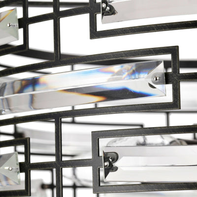 Lustre à abat-jour tambour Anita avec prisme en verre transparent