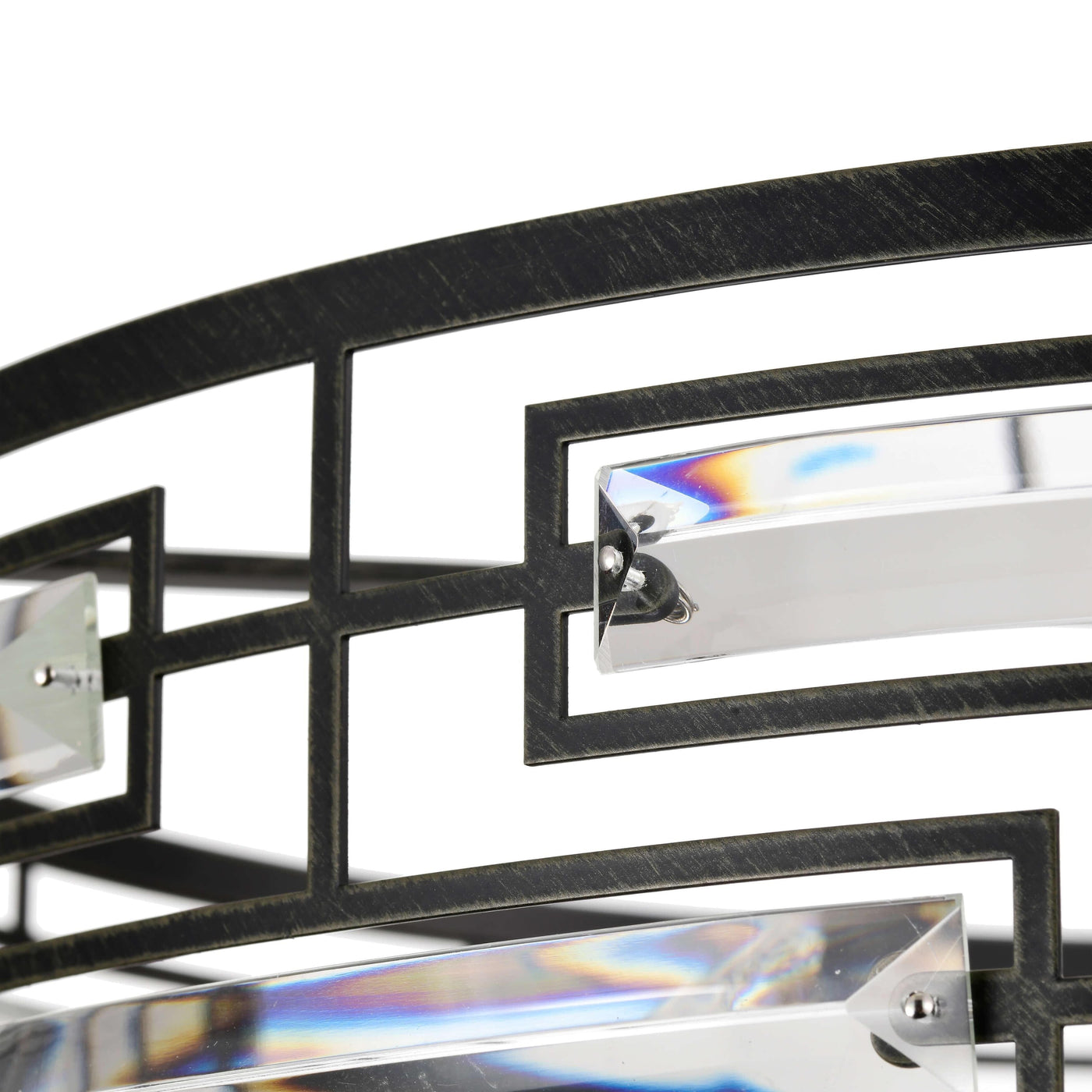 Lustre à abat-jour tambour Anita avec prisme en verre transparent