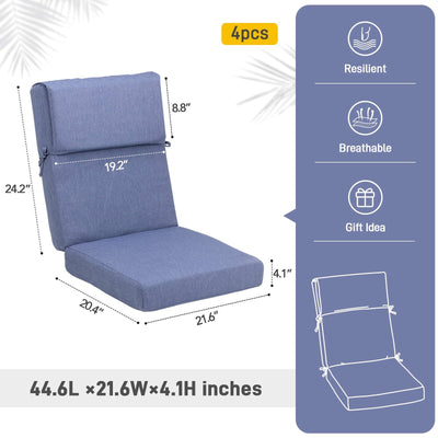 Lot de 4 coussins de chaise à dossier haut Aoodor Patio, 46 ​​x 21 x 4 pouces (coussins uniquement)