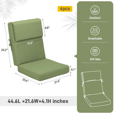 Lot de 4 coussins de chaise à dossier haut Aoodor Patio, 46 ​​x 21 x 4 pouces (coussins uniquement)