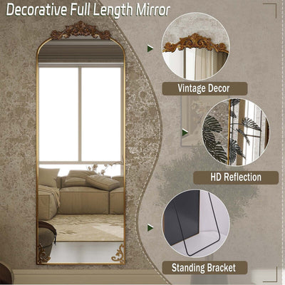 Miroir arqué pleine longueur avec motif floral baroque