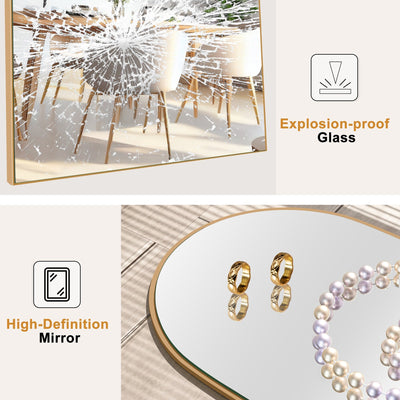 Miroir de sol en bois arqué pleine longueur, miroir mural