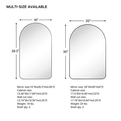 Armoire à pharmacie encastrée avec cadre TEHOME Aristes, miroir et étagères réglables