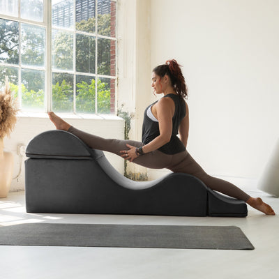 Chaise longue convertible Avana Kami / Yoga et massage - Ottomane 2 en 1 avec fauteuil de yoga pliable dissimulé, microvelours - N/A