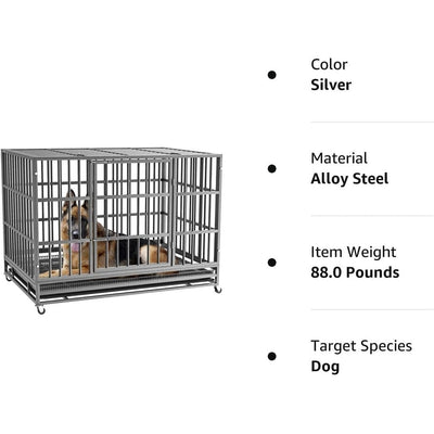 Cage pour chien Bossin 48/38 pouces, robuste et indestructible, cage anti-évasion avec roues verrouillables