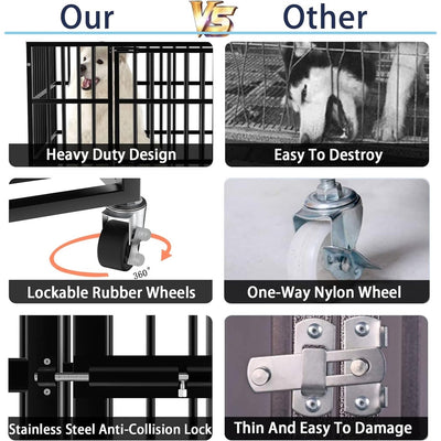 Cage pour chien Bossin 48/38 pouces, robuste et indestructible, cage anti-évasion avec roues verrouillables