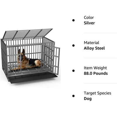 Cage pour chien Bossin 48/38 pouces, robuste et indestructible, cage anti-évasion avec roues verrouillables