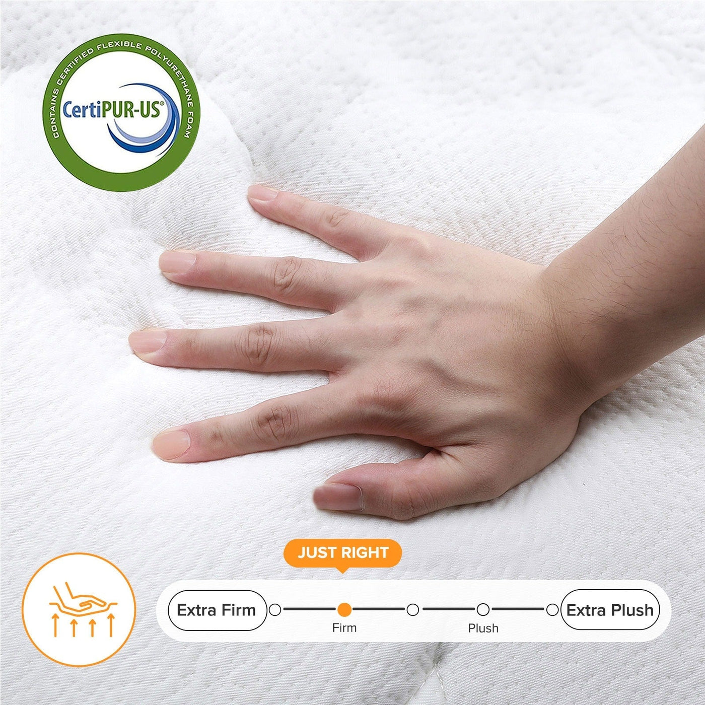 Matelas hybride ferme en mousse à mémoire de forme SweDrea de 12 po avec CertiPUR-US et Oeko-TEX, doté de ressorts renforcés.