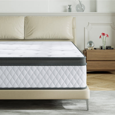 Matelas hybride ferme en mousse à mémoire de forme SweDrea de 12 po avec CertiPUR-US et Oeko-TEX, doté de ressorts renforcés.