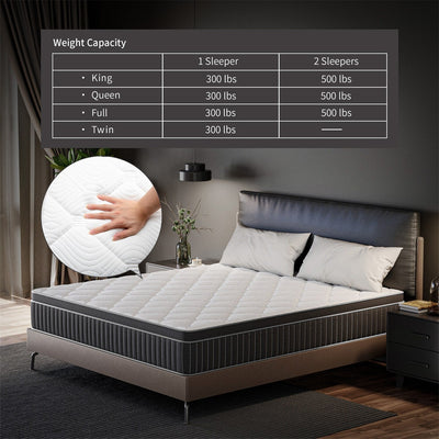 Matelas hybride à ressorts refroidissants SweDrea 12 po, fermeté moyenne, isolation des mouvements, certifié CertiPUR-US, SGS et OEKO-TEX