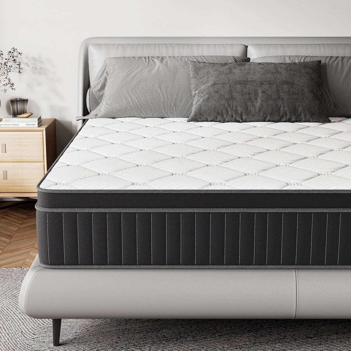 Matelas à ressorts SweDrea 12 po mi-ferme pour soulager les maux de dos et rafraîchir, certifié CertiPUR-US, SGS et OEKO-TEX.