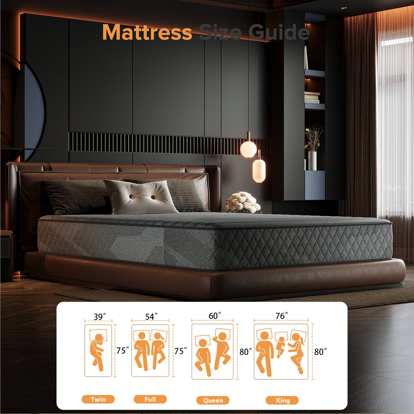 Matelas hybride SweDrea 8/12 po en mousse à mémoire de forme infusée de gel, ferme et respirant, certifié CertiPUR-US, SGS et OEKO-TEX.