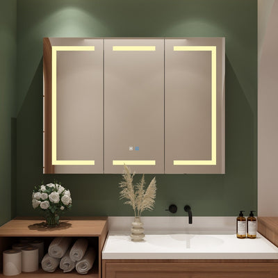Armoire à pharmacie de salle de bain avec miroir LED antibuée 6 000 K, armoire murale blanche