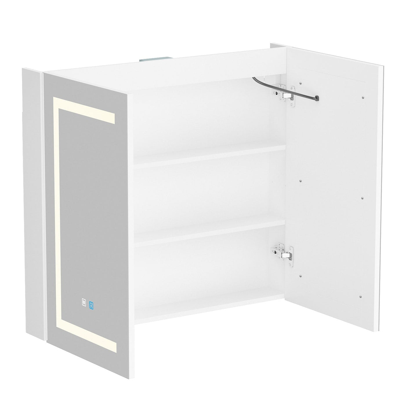 Armoire à pharmacie de salle de bain avec miroir LED antibuée 6 000 K, armoire murale blanche