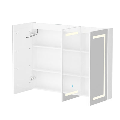 Armoire à pharmacie de salle de bain avec miroir LED antibuée 6 000 K, armoire murale blanche
