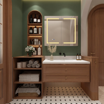 Armoire à pharmacie de salle de bain avec miroir LED antibuée 6 000 K, armoire murale blanche