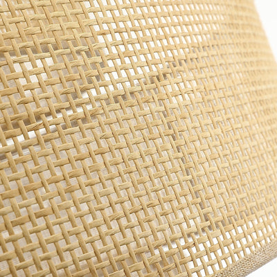 Lustre tambour côtier noir Bayou à 5 lumières avec double abat-jour en rotin - 24 po de largeur