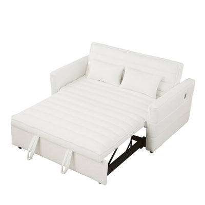 Canapé-lit convertible Boucle beige 55,12 pouces avec dossier réglable et 2 coussins de taille pour le salon