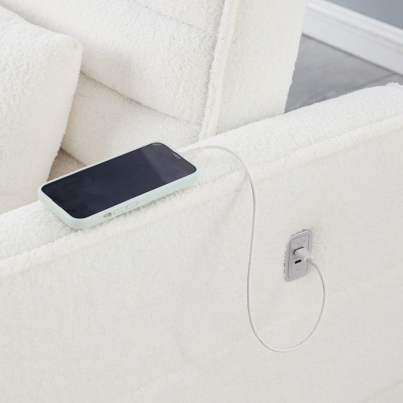 Canapé-lit convertible Boucle beige 55,12 pouces avec dossier réglable et 2 coussins de taille pour le salon