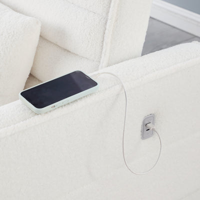 Canapé-lit convertible Boucle beige 55,12 pouces avec dossier réglable et 2 coussins de taille pour le salon