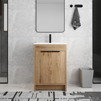Beingnext Meuble-lavabo 24/30/36 avec porte à fermeture douce et étagère réglable