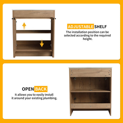 Beingnext Meuble-lavabo 24/30/36 avec porte à fermeture douce et étagère réglable