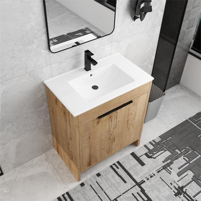Beingnext Meuble-lavabo 24/30/36 avec porte à fermeture douce et étagère réglable