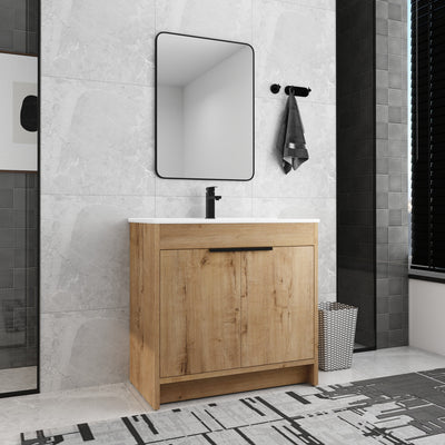 Beingnext Meuble-lavabo 24/30/36 avec porte à fermeture douce et étagère réglable