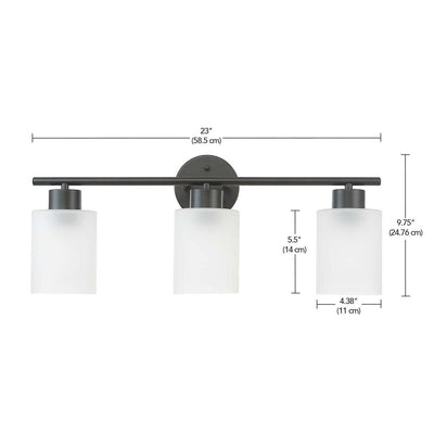 Bellevue Lydia 3 lumières 23 large lampe de salle de bain avec verre givré