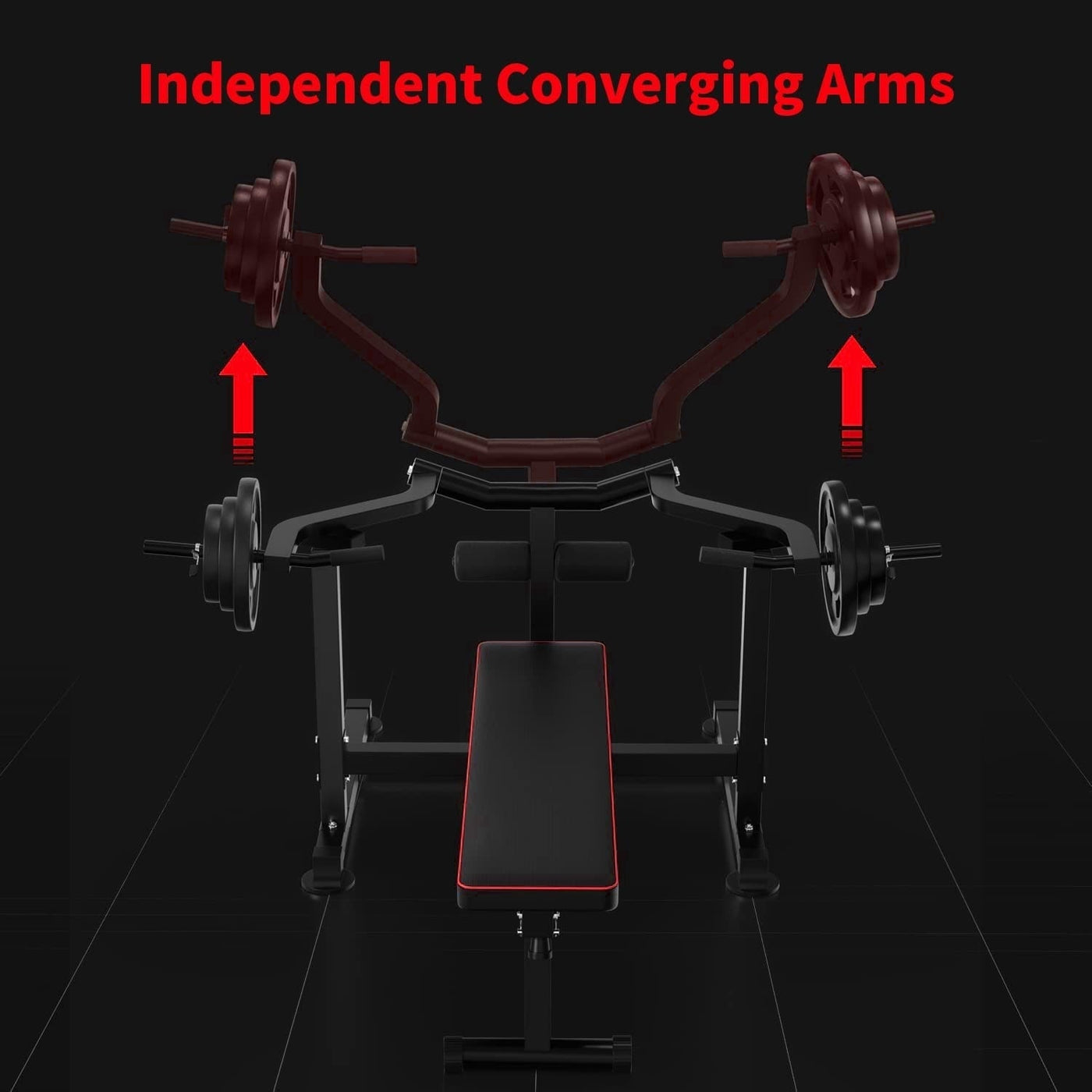 Machine de développé couché Zenova avec bras convergents indépendants et support d'haltères