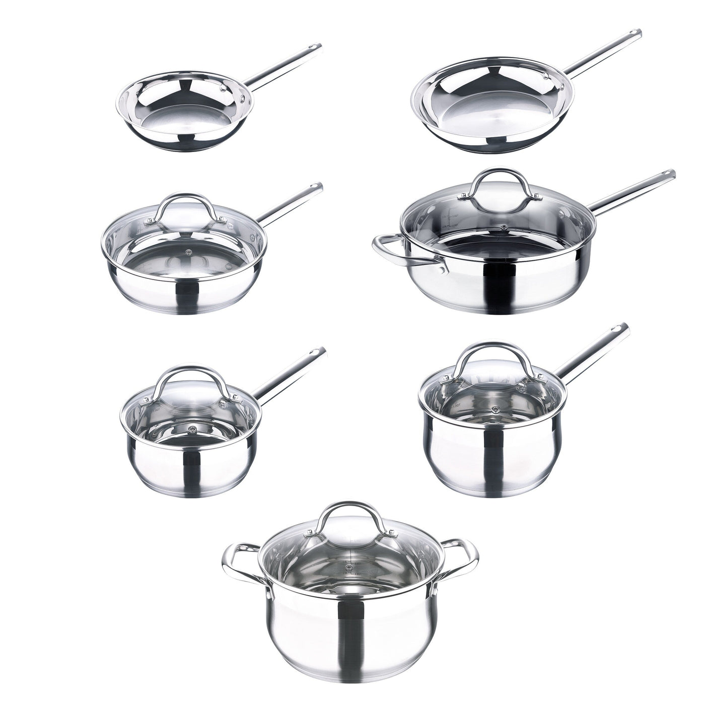 Ensemble de 12 casseroles Bergner en acier inoxydable, compatible lave-vaisselle et induction