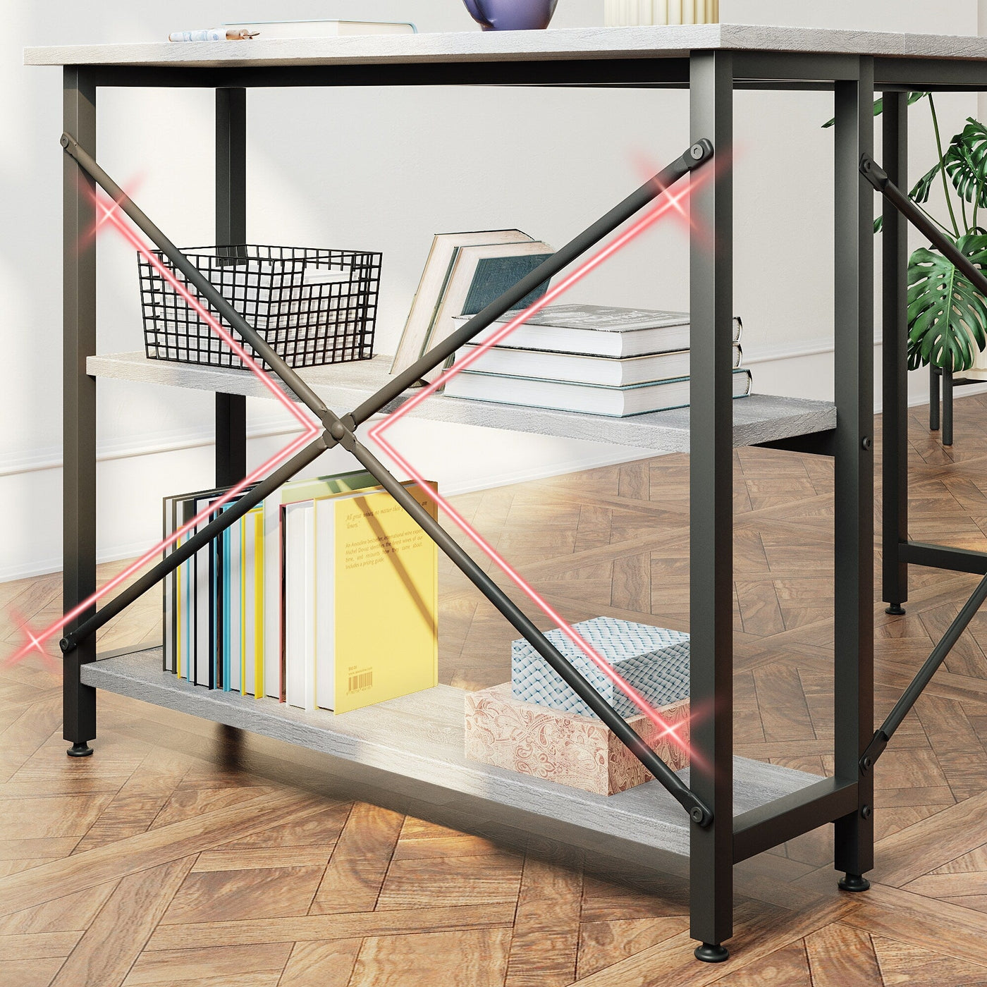 Petit bureau en L avec étagères de rangement Bureau d'ordinateur d'angle