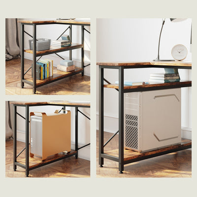 Petit bureau en L avec étagères de rangement Bureau d'ordinateur d'angle