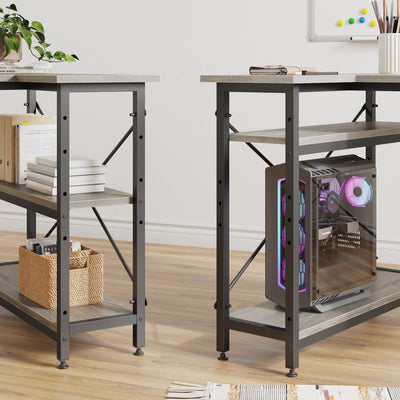 Petit bureau en L avec étagères de rangement Bureau d'ordinateur d'angle