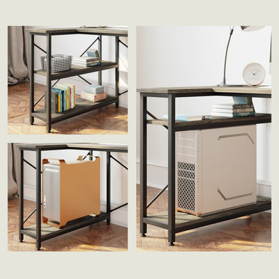 Petit bureau en L avec étagères de rangement Bureau d'ordinateur d'angle
