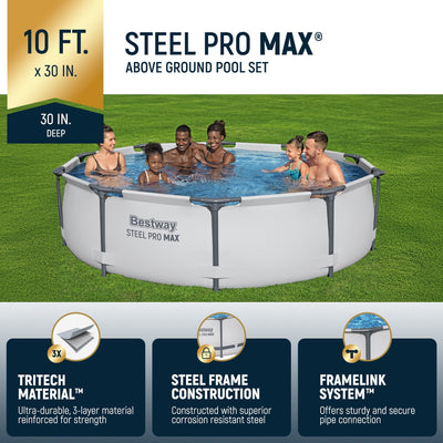 Piscine extérieure hors sol ronde Bestway Steel Pro MAX 10'x30 avec pompe - 10 pi x 30 po