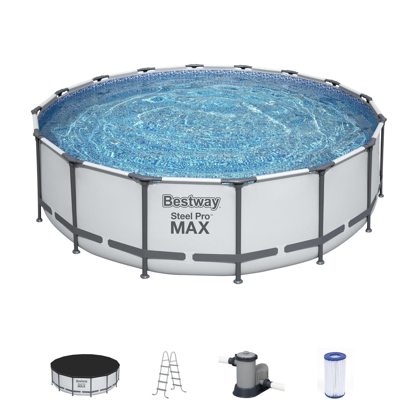Piscine hors sol ronde Bestway Steel Pro MAX avec pompe et couverture