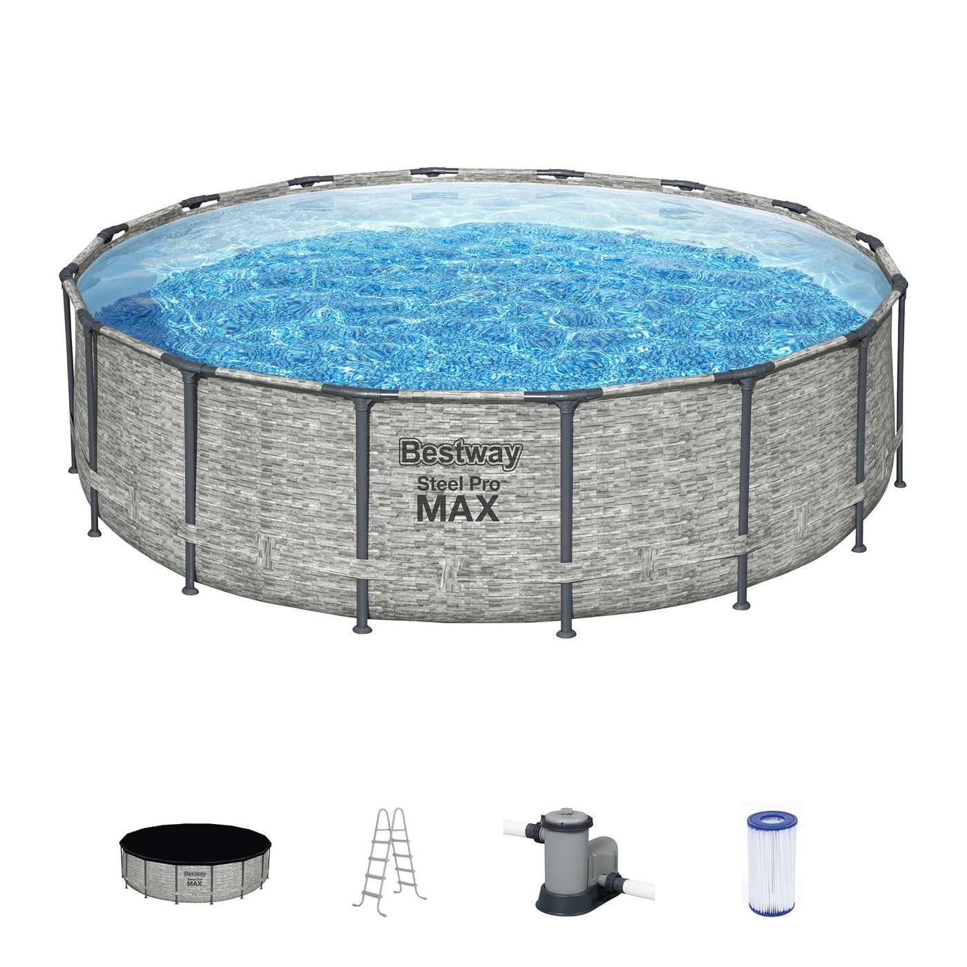 Piscine hors sol ronde Bestway Steel Pro MAX avec pompe et couverture
