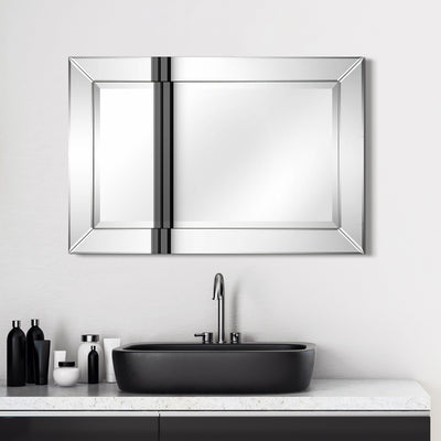 Miroir mural rectangulaire biseauté transparent HD pour salle de bain, coiffeuse et chambre à coucher, 3 tailles