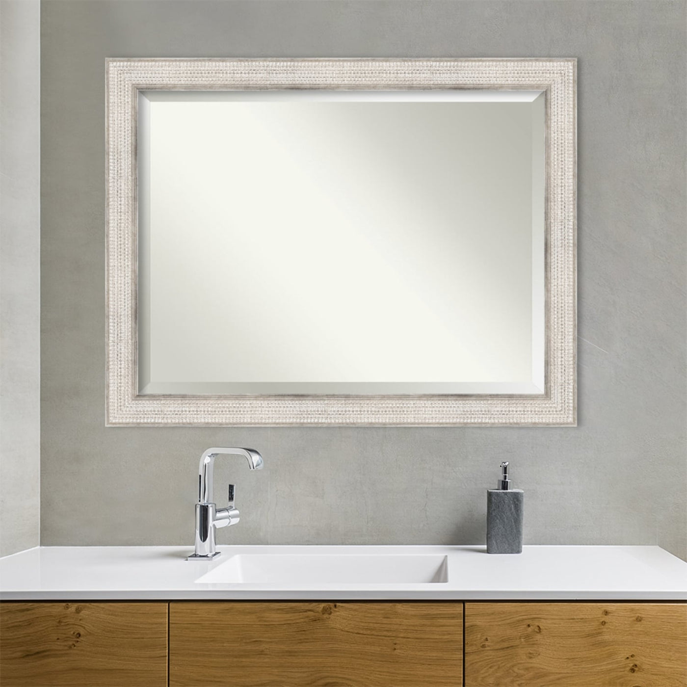 Miroir mural de salle de bain en bois biseauté - Cadre argenté Treillis - Argent Treillis