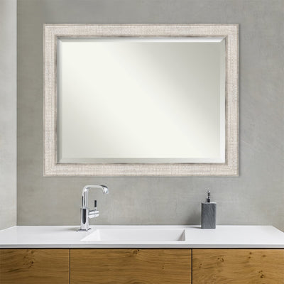 Miroir mural de salle de bain en bois biseauté - Cadre argenté Treillis - Argent Treillis