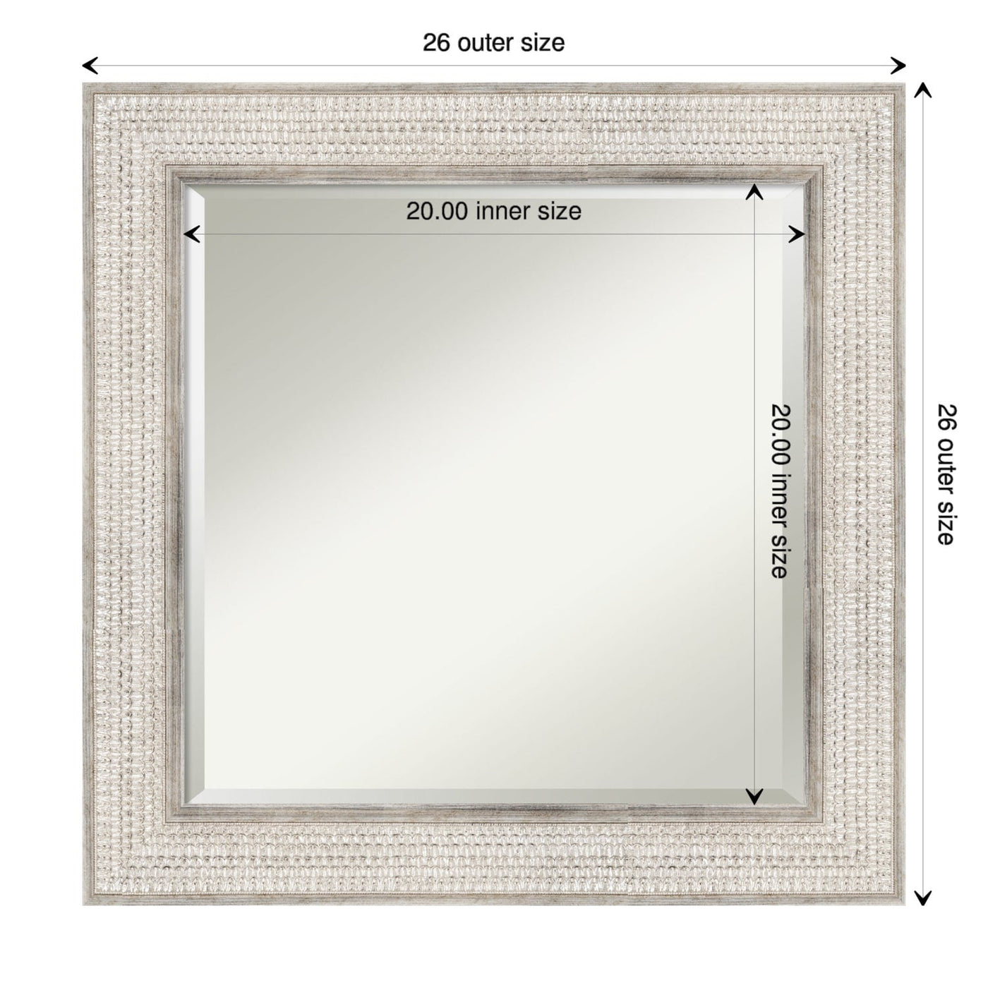 Miroir mural de salle de bain en bois biseauté - Cadre argenté Treillis - Argent Treillis