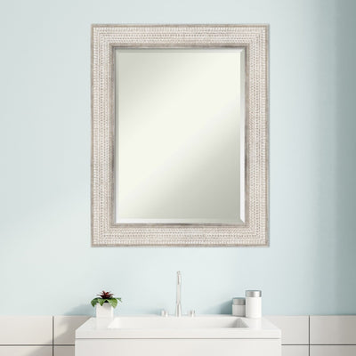 Miroir mural de salle de bain en bois biseauté - Cadre argenté Treillis - Argent Treillis
