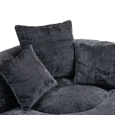 Pouf simple surdimensionné en chenille noir de 42,52 pouces avec trois oreillers pour chambre à coucher