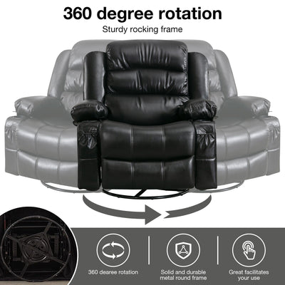 Fauteuil inclinable pivotant noir avec chauffage, massage et ports USB